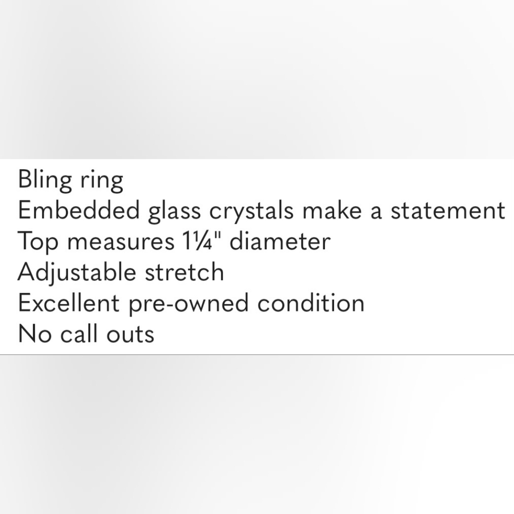 Glass Crystal Statement Ring Adjustable Stretch 1… - image 4